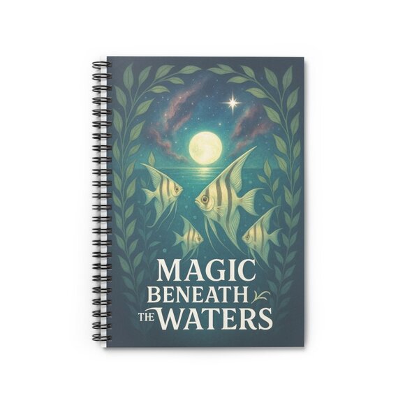 Magic Beneath the Waters – White Angel Fish 6x8" Spiral Notebook Lined 118 Pages - Picture 4 of 5